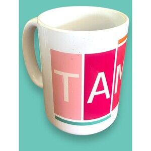 Tampa Florida Coffee Mug Cup Abbi Creates Studio White Red Yellow Pink Retro